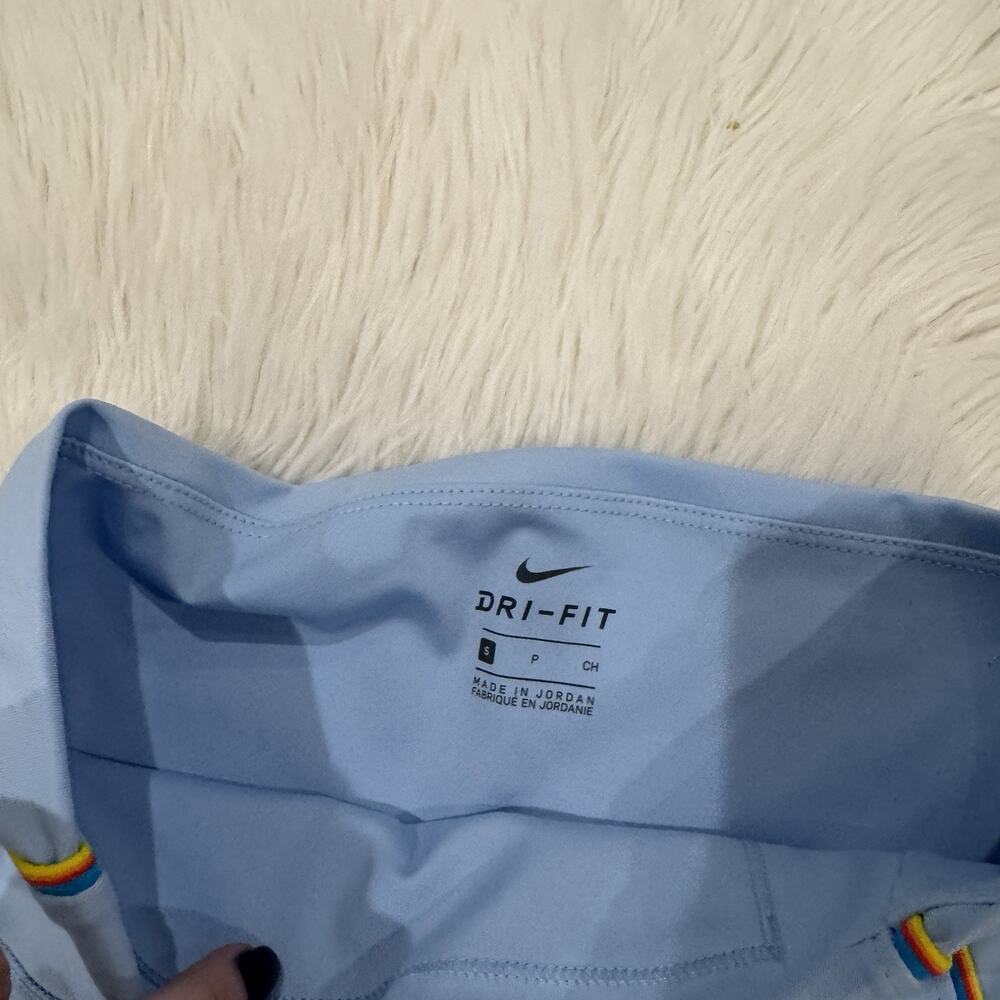 Nike Baby Blue Dri Fit Leggings With Yellow Pipping Small Athletic Athlesiure D5 - Picture 2 of 6